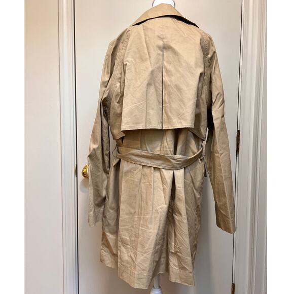Bernardo Tan Khaki Cotton Twill Belted Trench Coat W Sz XL - Picture 5 of 9